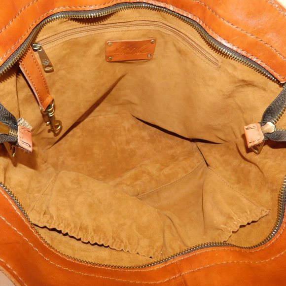 Patricia Nash Emiliano Med Rust Leather Tote Bag Woven With Tassels Purse - Picture 11 of 16